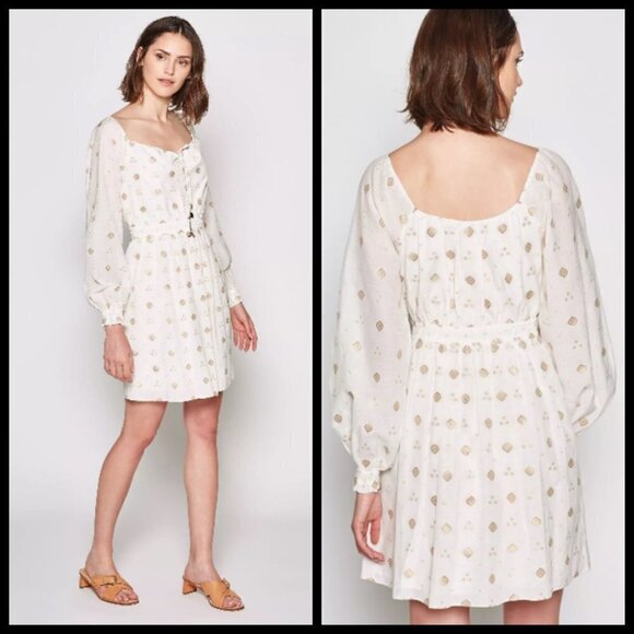 💕JOIE💕 Mianda Peasant Mini Dress ~ Porcelain White Small S NWT - Picture 1 of 13